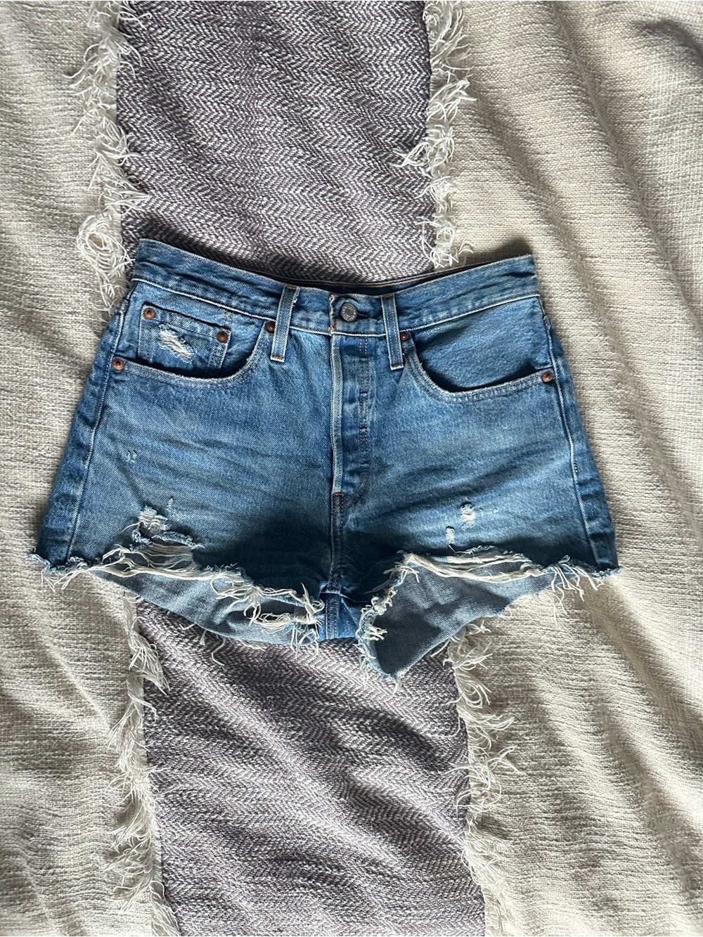 Levi's Blue Denim High-Waist Jean Shorts